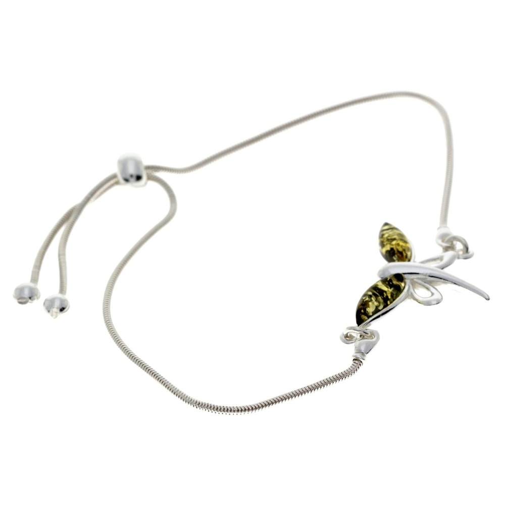 Beautiful Designer Silver Butterfly Bracelet set with Baltic Amber - GL534