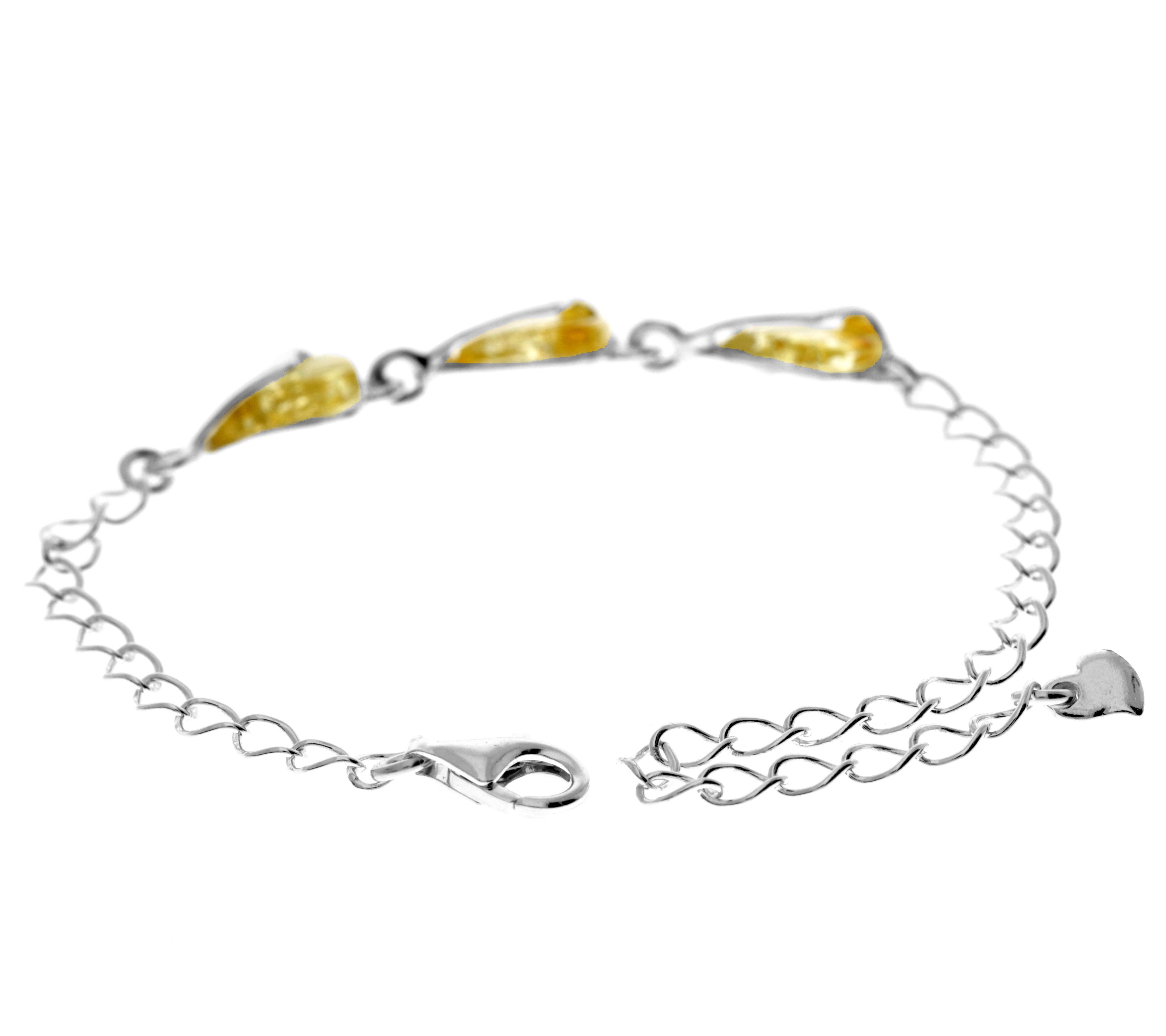 925 Sterling Silver & Baltic Amber Modern Adjustable Bracelet 21 cm - GL536