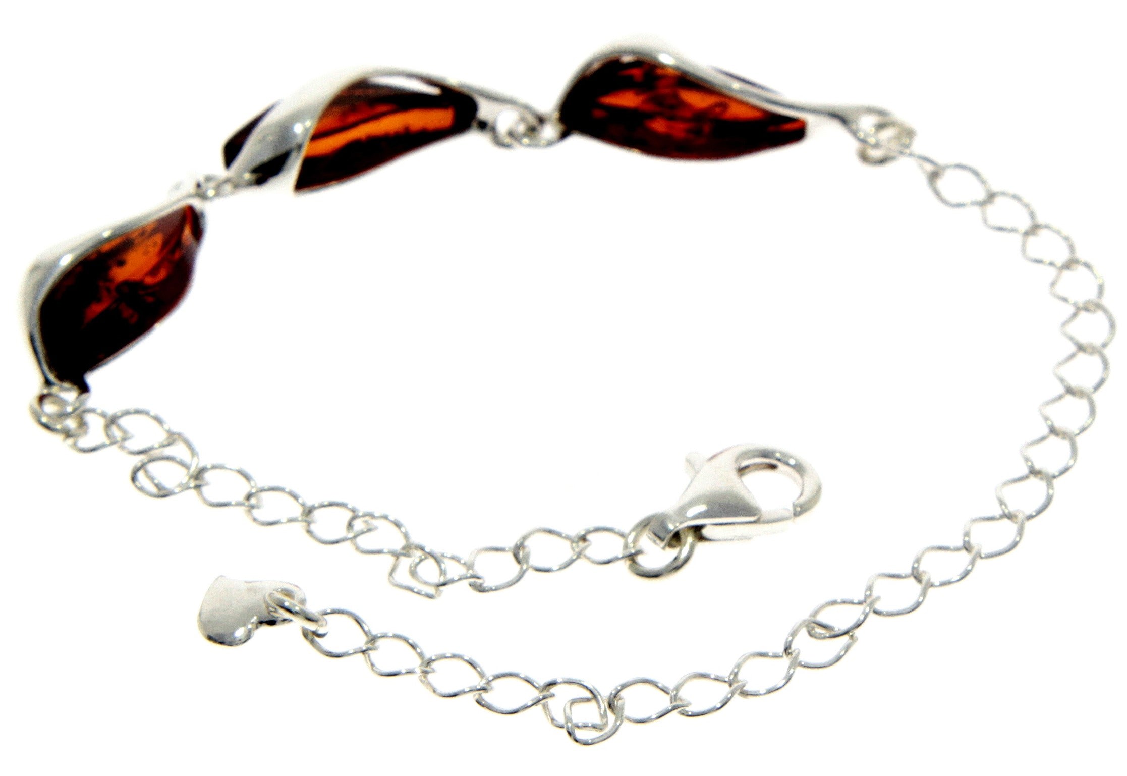 925 Sterling Silver & Baltic Amber Modern Adjustable Bracelet - GL539S