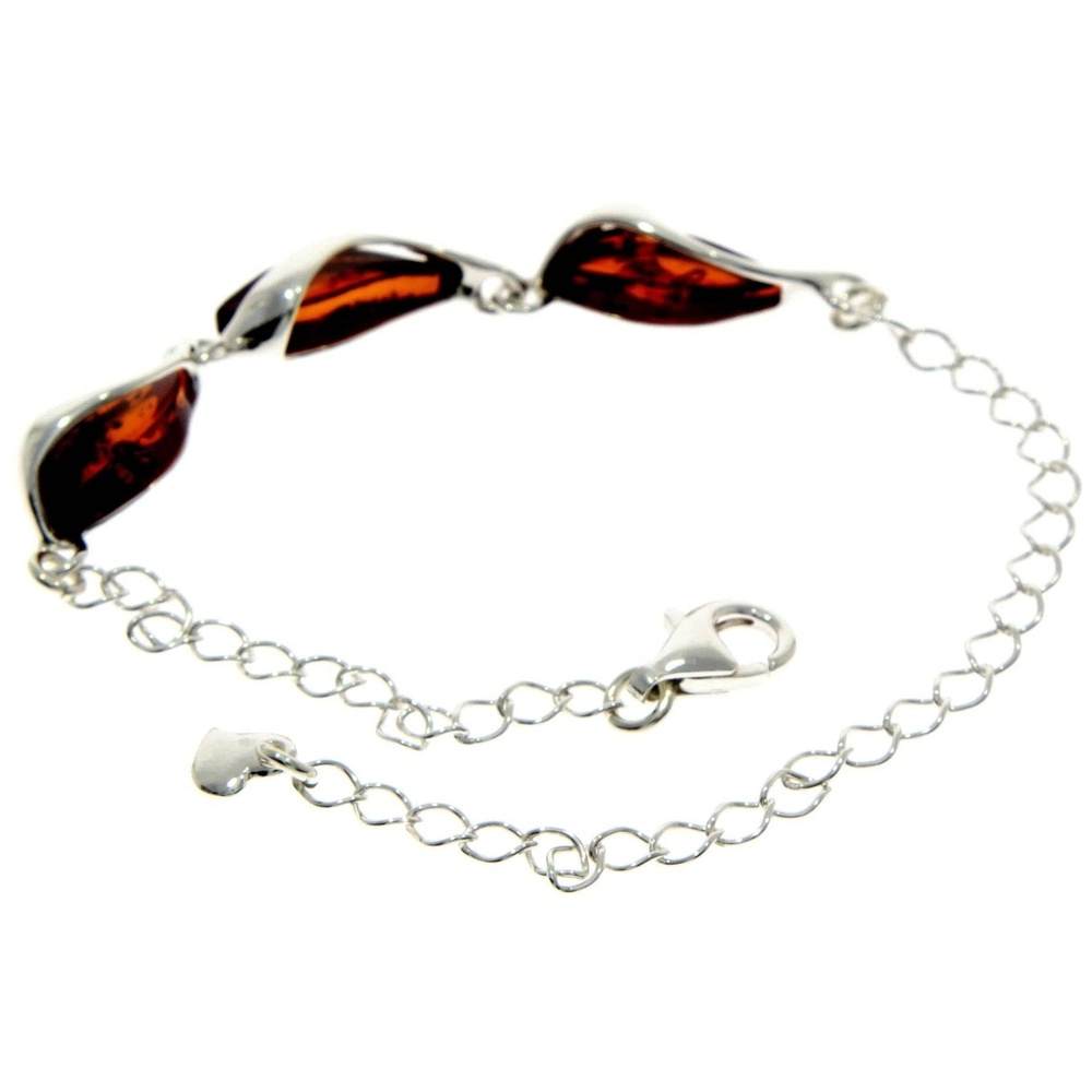 925 Sterling Silver & Baltic Amber Modern Adjustable Bracelet - GL539S