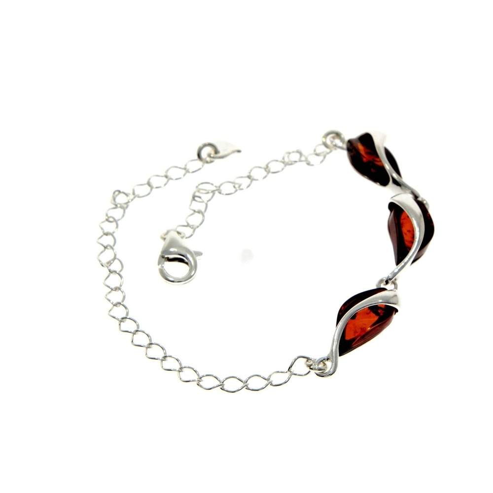 925 Sterling Silver & Baltic Amber Modern Adjustable Bracelet - GL539S