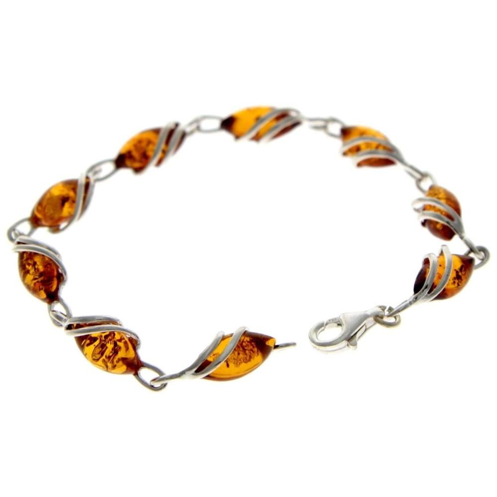 Beautiful Designer Silver Bracelet set with Baltic Amber - GL543 - SilverAmberJewellery