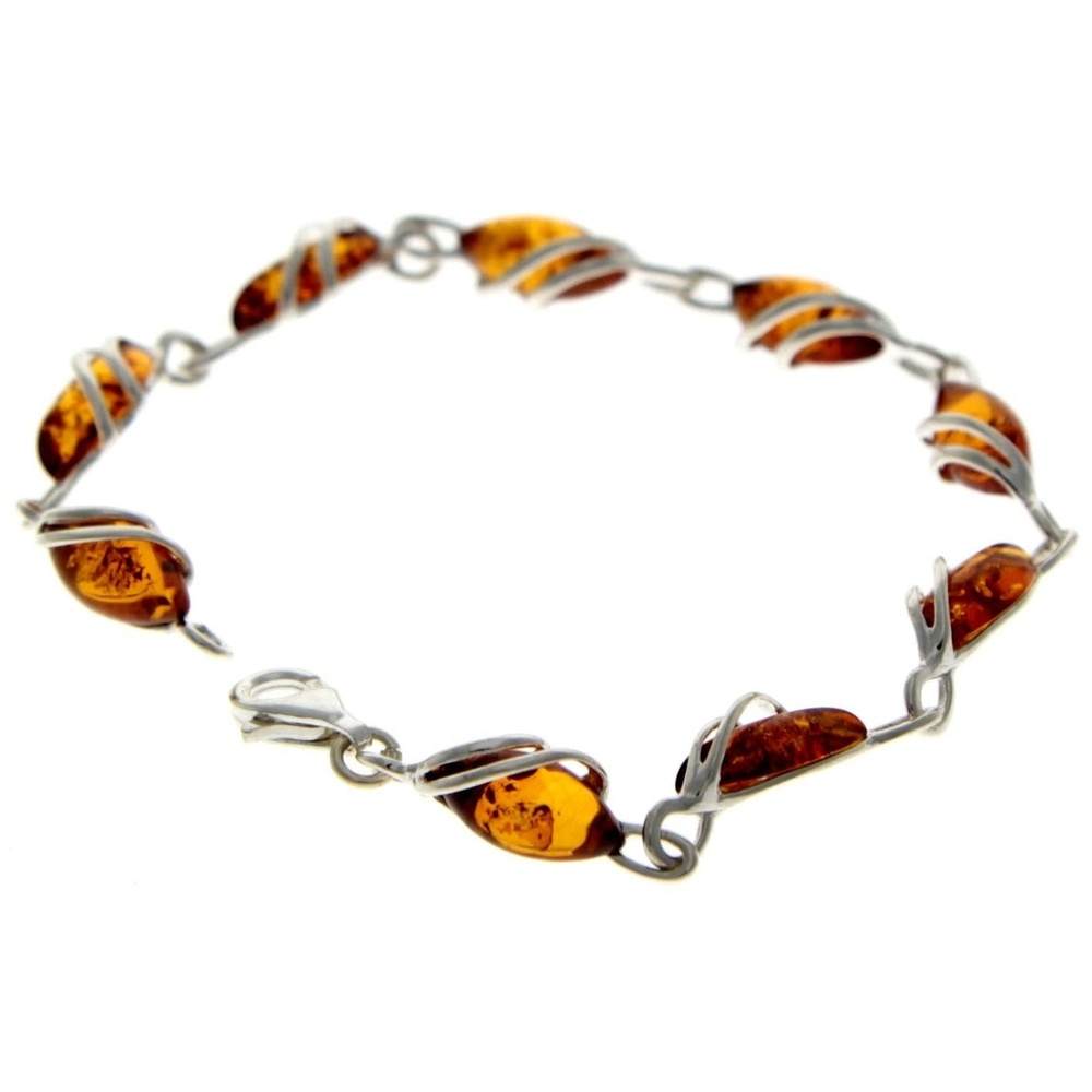 Beautiful Designer Silver Bracelet set with Baltic Amber - GL543