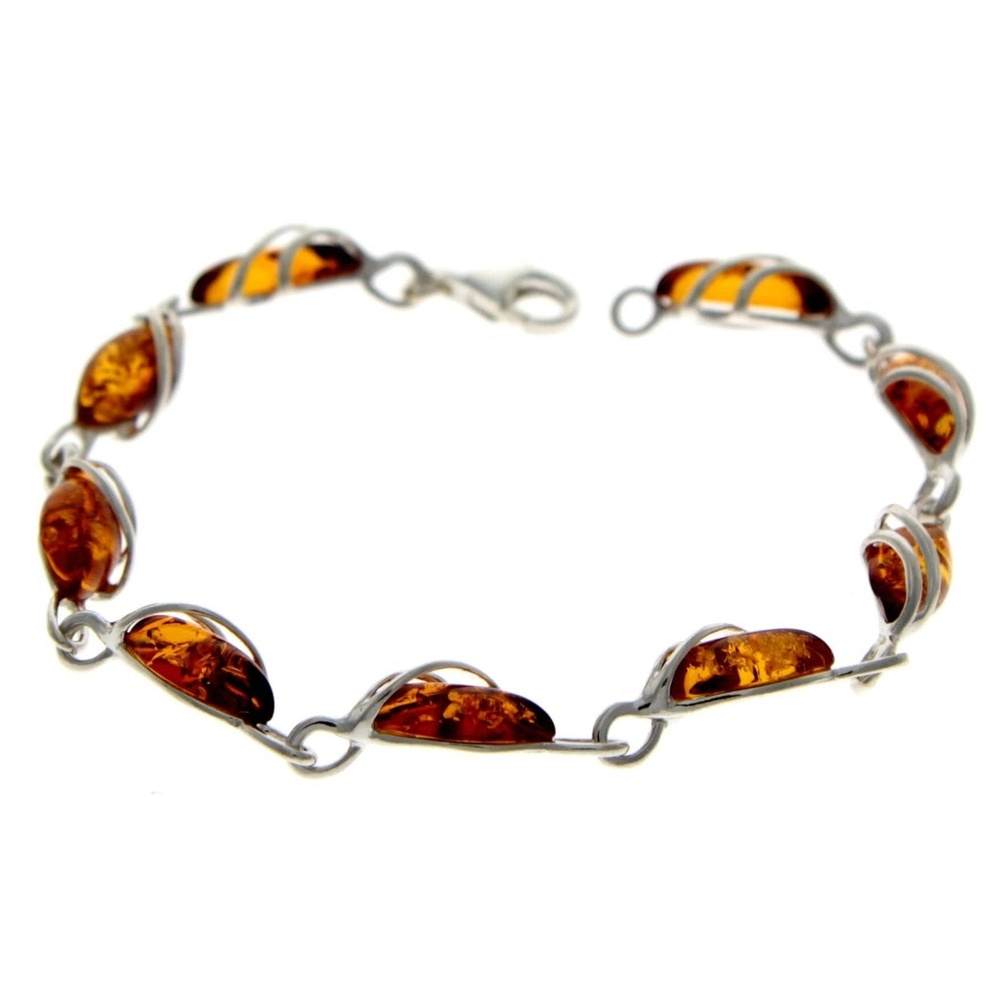 Beautiful Designer Silver Bracelet set with Baltic Amber - GL543