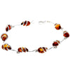 925 Sterling Silver & Genuine Baltic Amber Modern Link Bracelet - GL557