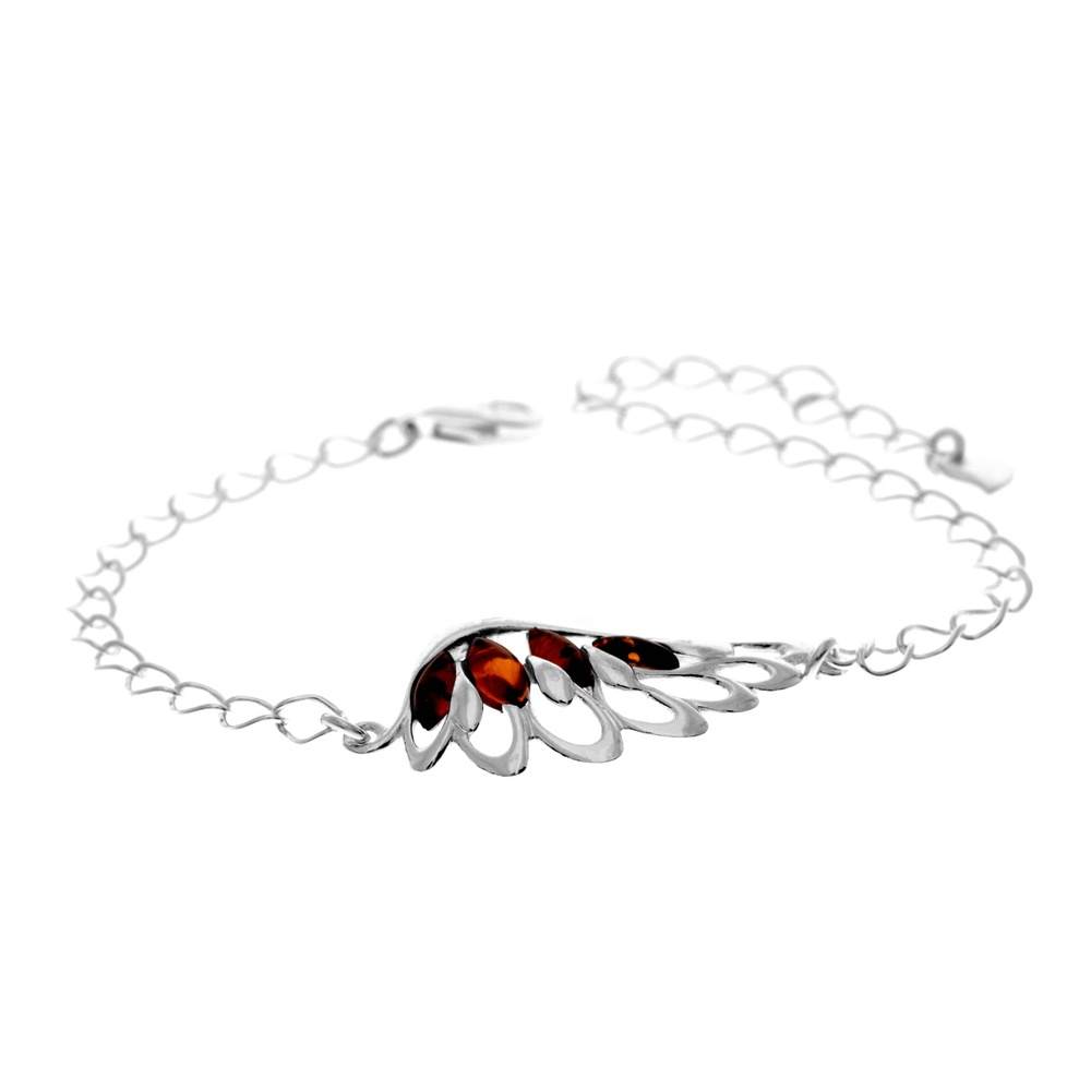 Beautiful Designer Silver Angel Wing Bracelet set with Baltic Amber - GL559