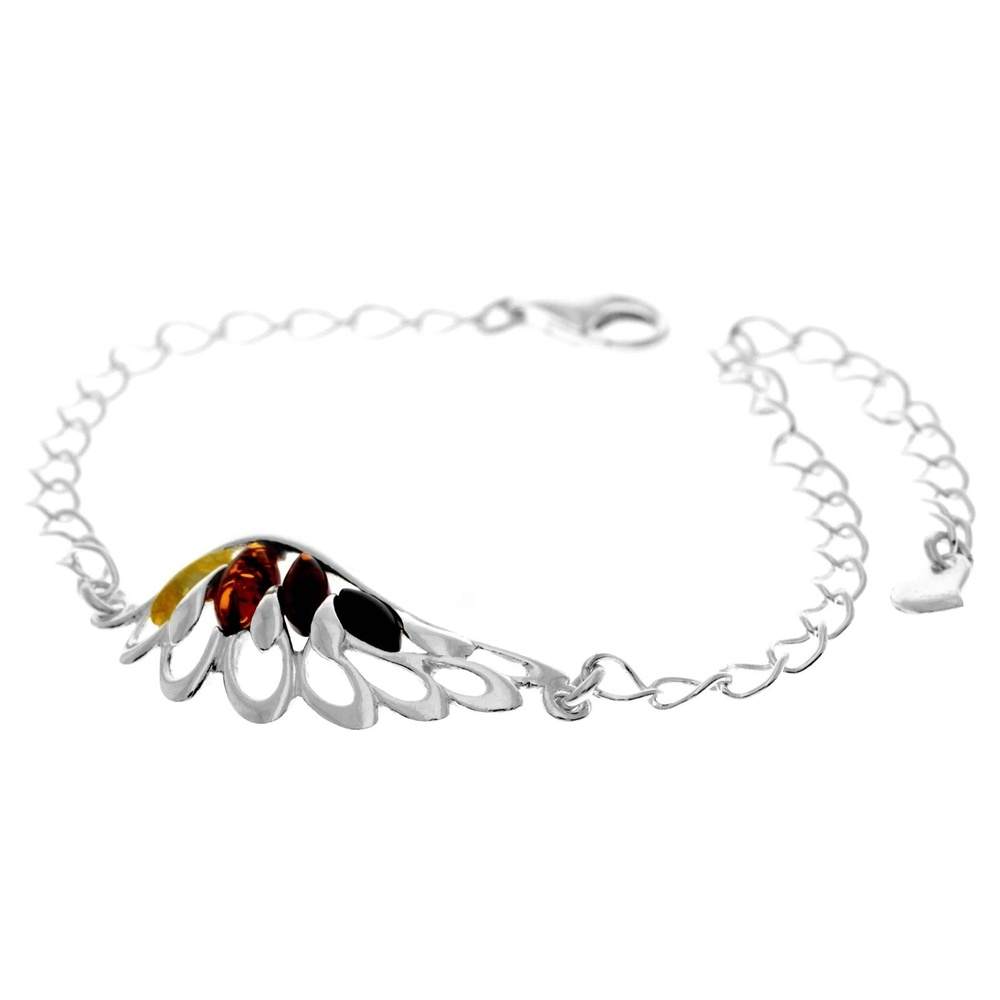 Beautiful Designer Silver Angel Wing Bracelet set with Baltic Amber - GL559