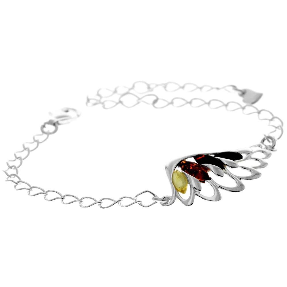 Beautiful Designer Silver Angel Wing Bracelet set with Baltic Amber - GL559