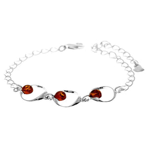 Beautiful Designer 925 Sterling Silver Modern Bracelet set with Genuine Baltic Amber - GL560