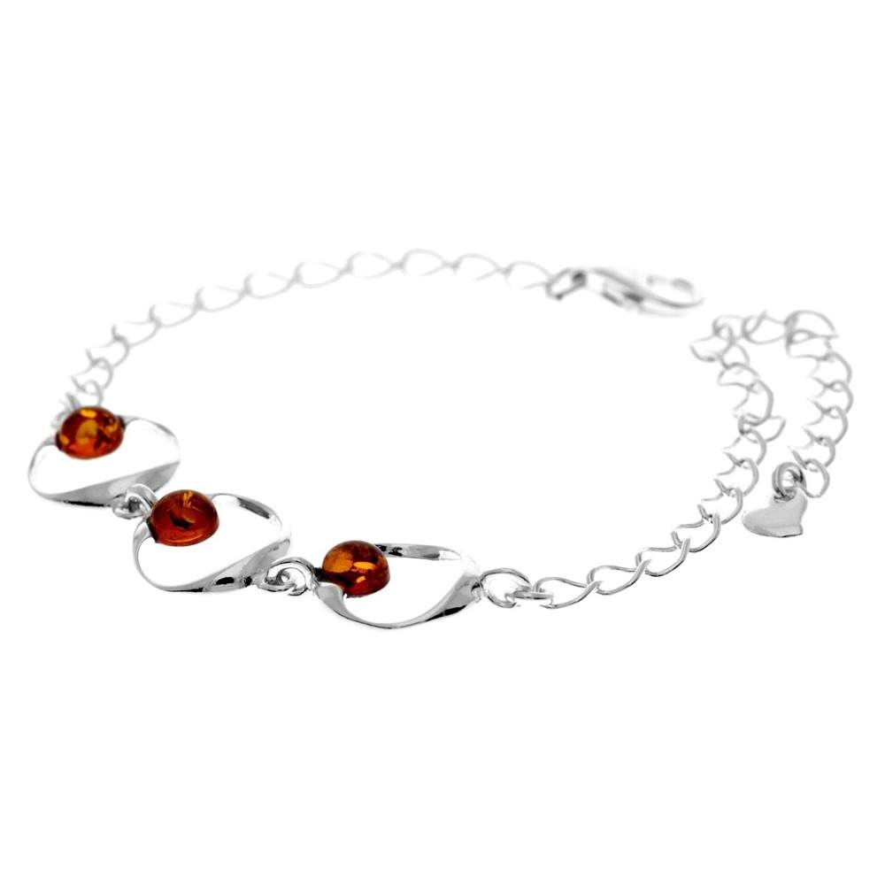 Beautiful Designer 925 Sterling Silver Modern Bracelet set with Genuine Baltic Amber - GL560