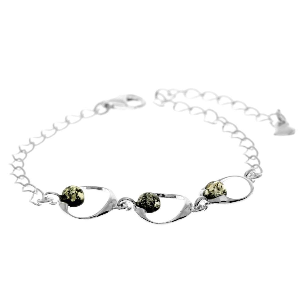 Beautiful Designer 925 Sterling Silver Modern Bracelet set with Genuine Baltic Amber - GL560