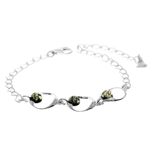 Beautiful Designer 925 Sterling Silver Modern Bracelet set with Genuine Baltic Amber - GL560