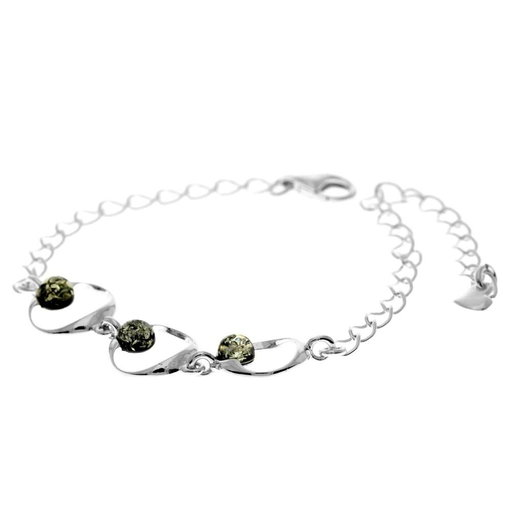 Beautiful Designer 925 Sterling Silver Modern Bracelet set with Genuine Baltic Amber - GL560