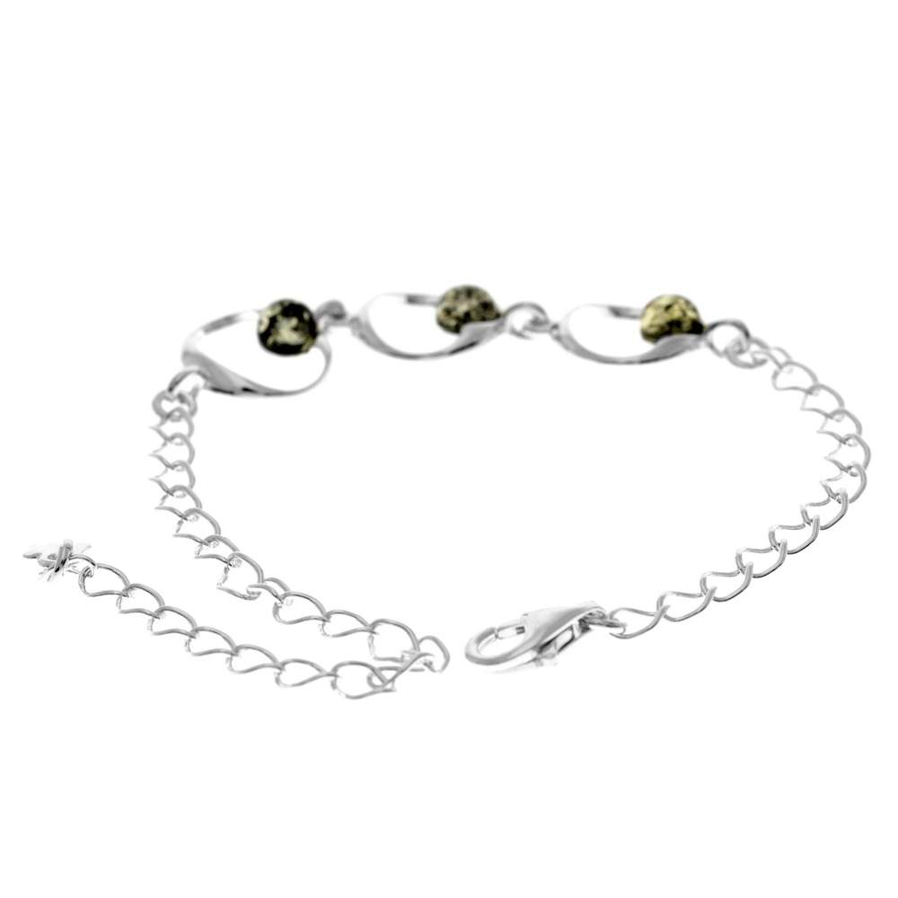 Beautiful Designer 925 Sterling Silver Modern Bracelet set with Genuine Baltic Amber - GL560