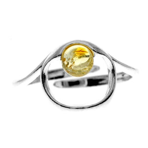 925 Sterling Silver & Baltic Amber Modern Designer Ring - GL718