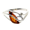 925 Sterling Silver & Genuine Baltic Amber Modern Designer Ring - GL740