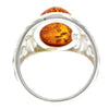 925 Sterling Silver & Genuine Oval Baltic Amber Celtic Large Ring - GL742