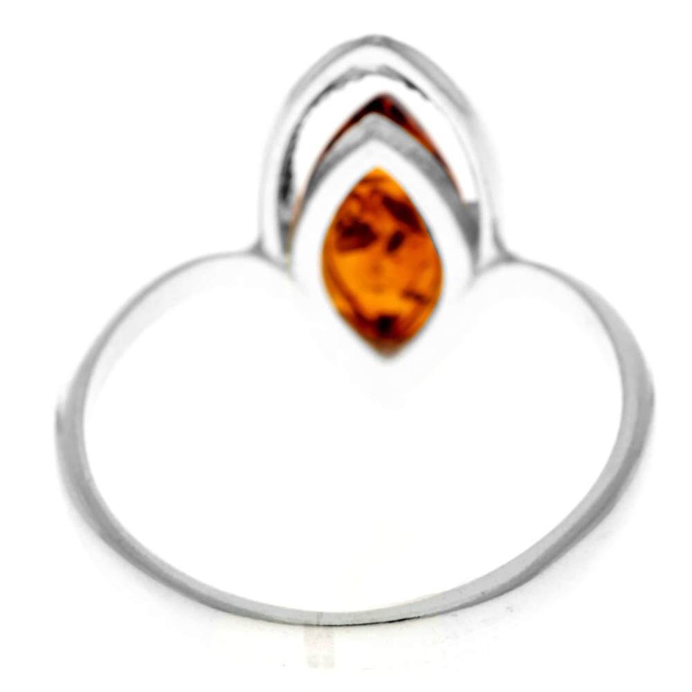 925 Sterling Silver & Genuine Baltic Amber Modern Ring - GL745