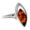 925 Sterling Silver & Genuine Baltic Amber Modern Ring - GL745