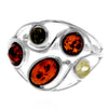 925 Sterling Silver & Genuine Baltic Amber Multi Stone Classic Ring - GL747