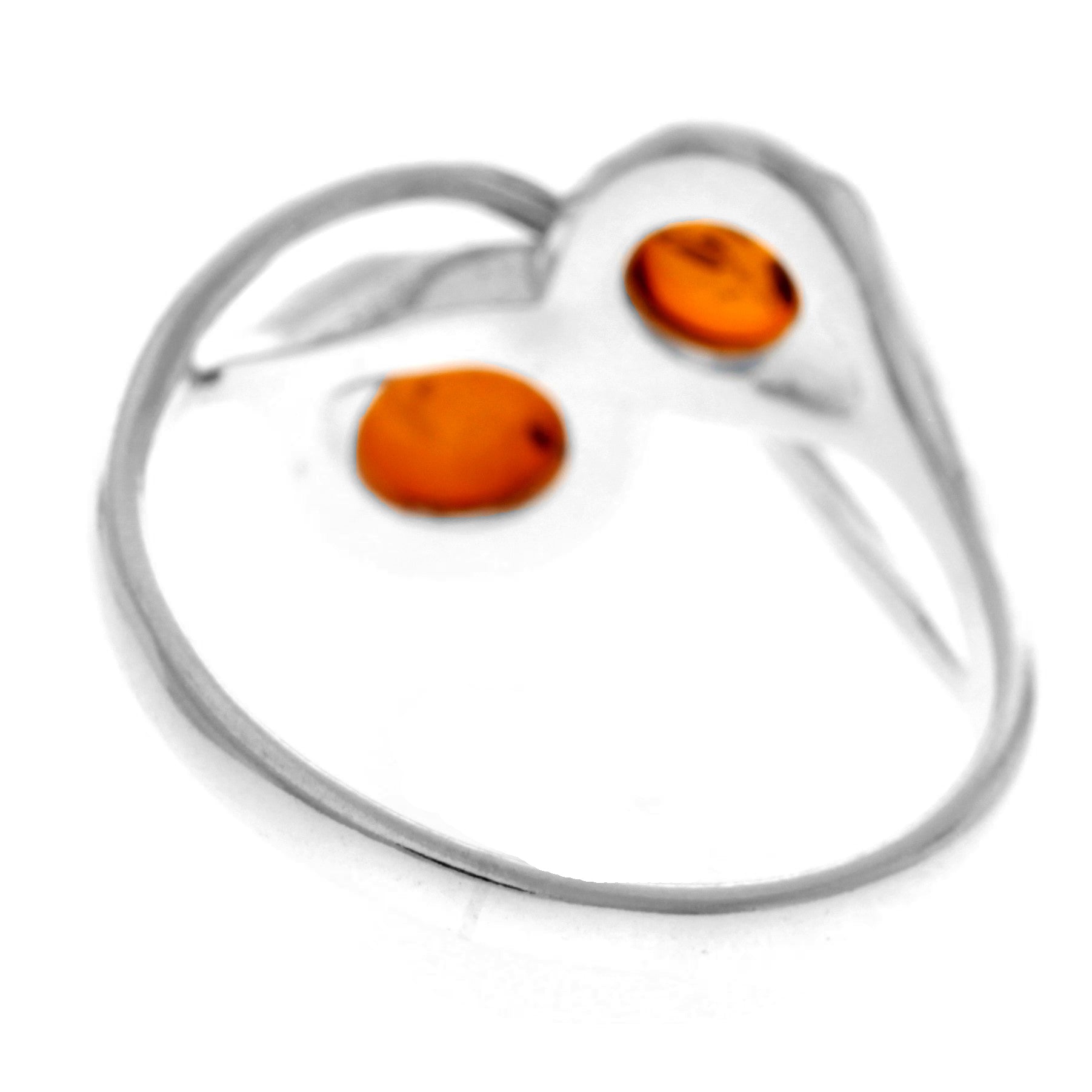 925 Sterling Silver & Genuine Baltic Amber 2 Stones Classic Ring - GL749