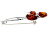 Load image into Gallery viewer, 925 Sterling Silver &amp; Baltic Amber 3 Stone Modern Brooch - GL803