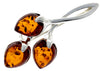 Load image into Gallery viewer, 925 Sterling Silver &amp; Baltic Amber 3 Stone Modern Brooch - GL803