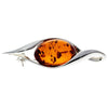 925 Sterling Silver & Genuine Baltic Amber Classic Brooch - GL814