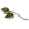 Load image into Gallery viewer, 925 Sterling Silver &amp; Genuine Baltic Amber 2 Teardrop Stones Classic Brooch - GL821