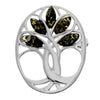 925 Sterling Silver & Genuine Baltic Amber Tree of Life Brooch - GL824