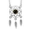 925 Sterling Silver & Genuine Baltic Amber Celtic Modern Necklace - GL924