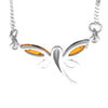 925 Sterling Silver & Genuine Baltic Amber Butterfly Modern Necklace - GL925