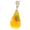 925 Sterling Silver Gold Plated with 14 ct Gold & Genuine Lemon Baltic Amber Exclusive Unique Pendant - GPD003