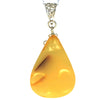 925 Sterling Silver Gold Plated with 14 ct Gold & Genuine Lemon Baltic Amber Exclusive Unique Pendant - GPD003