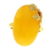 925 Sterling Silver Gold Plated with 14ct Gold & Genuine Baltic Amber Unique Ring - GRG001