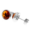 Load image into Gallery viewer, 925 Sterling Silver &amp; Genuine Baltic Amber Classic Round Studs Earrings - K007