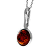 925 Sterling Silver & Genuine Baltic Amber Classic Round Pendant - K246