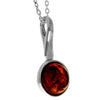 925 Sterling Silver & Genuine Baltic Amber Classic Round Pendant - K246