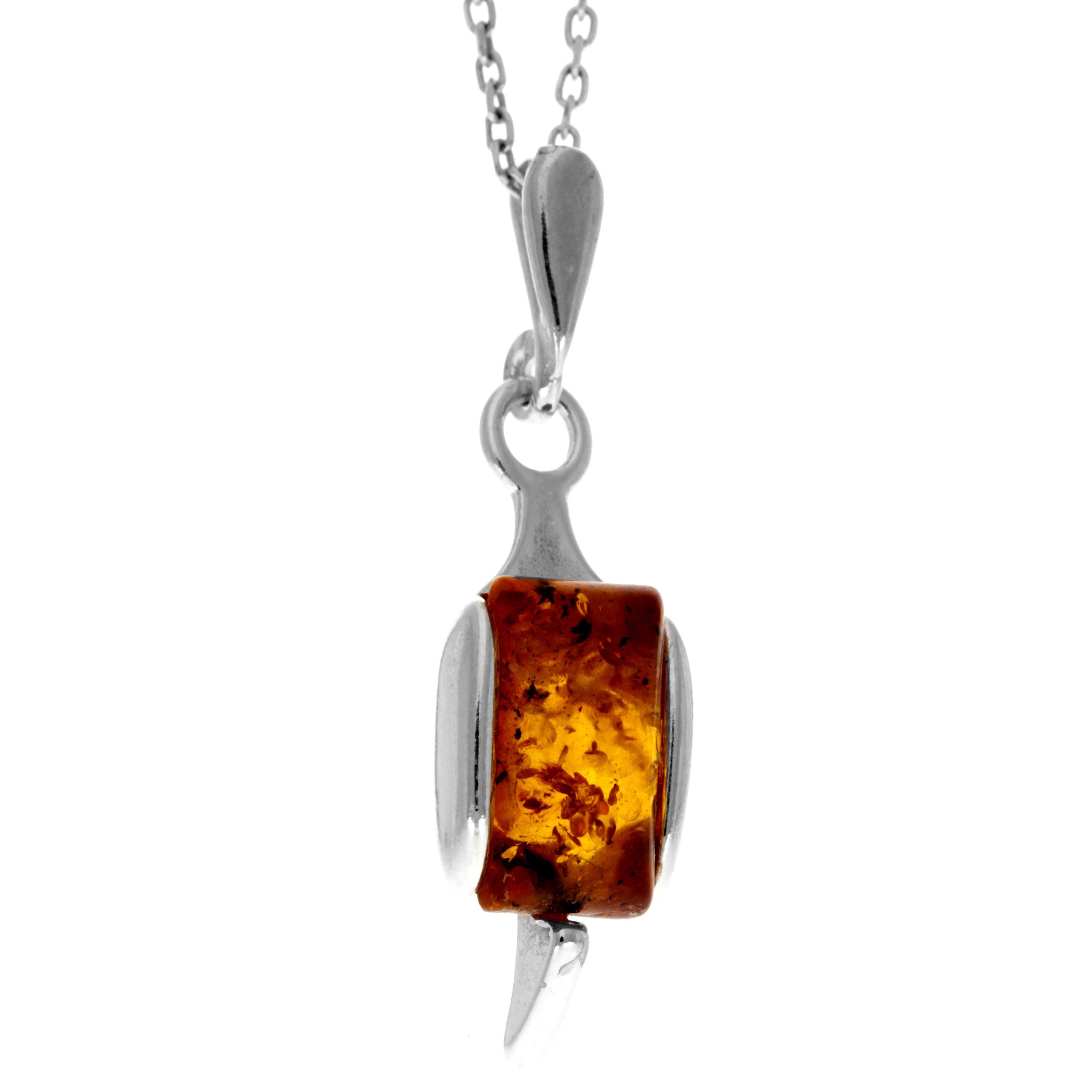 925 Sterling Silver & Genuine Baltic Amber Classic Heart Pendant K247