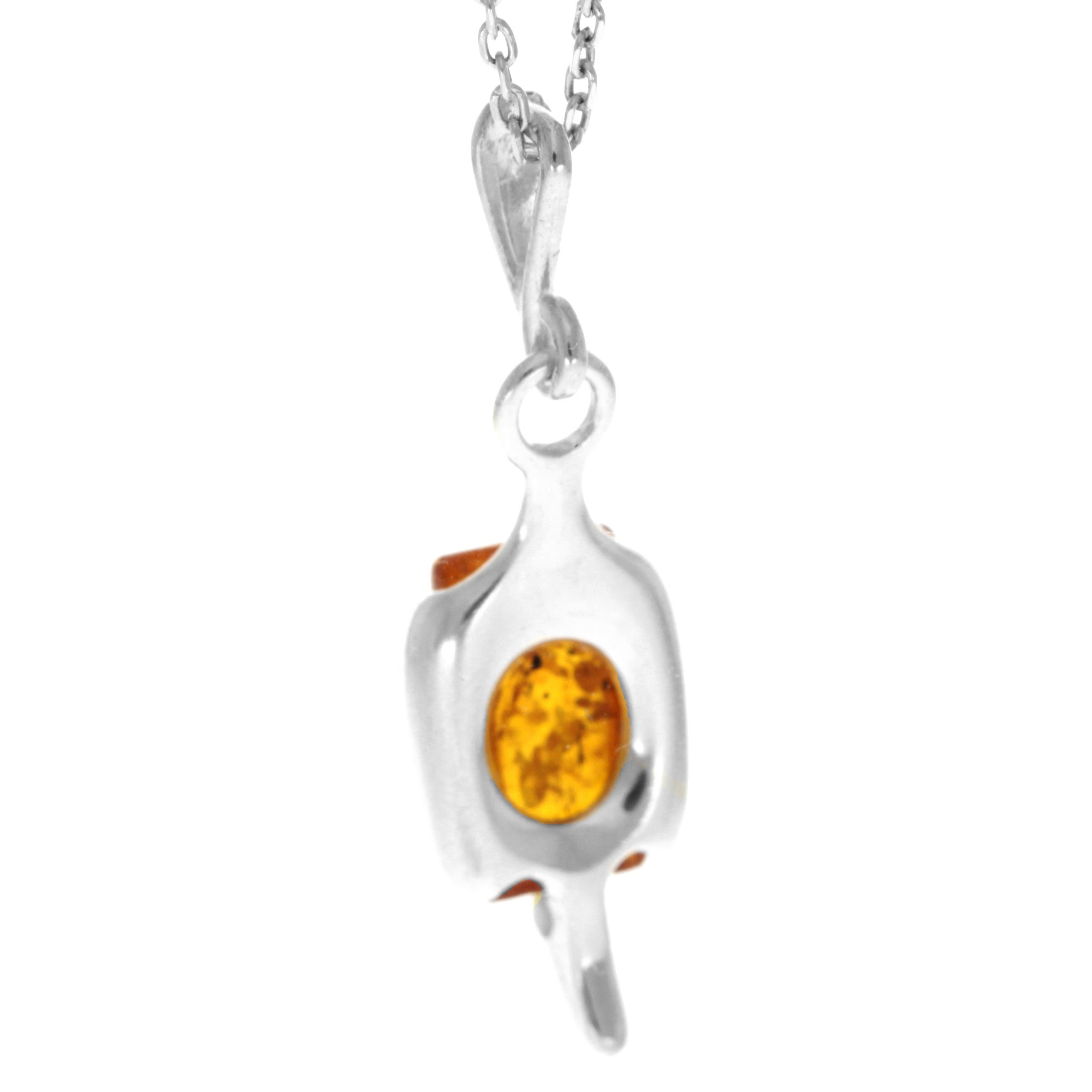 925 Sterling Silver & Genuine Baltic Amber Classic Heart Pendant K247