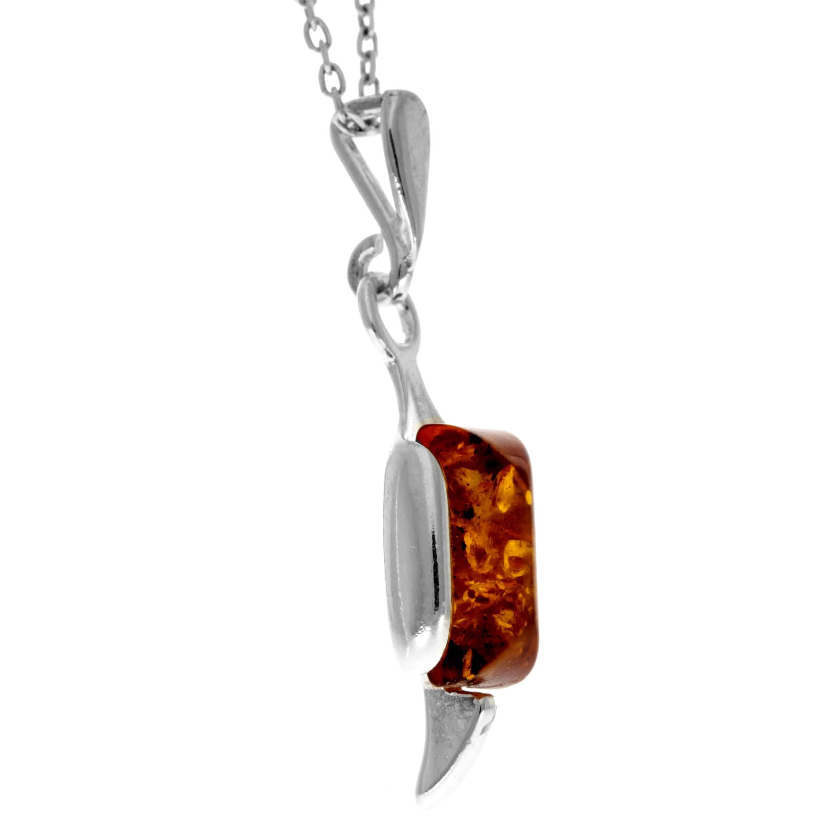 925 Sterling Silver & Genuine Baltic Amber Classic Heart Pendant K247