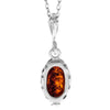 Load image into Gallery viewer, 925 Sterling Silver &amp; Genuine Baltic Amber Classic Oval Pendant K354
