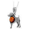 Load image into Gallery viewer, 925 Steling Silver &amp; Genuine Baltic Amber Dog Pendant K358C