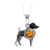 Load image into Gallery viewer, 925 Steling Silver &amp; Genuine Baltic Amber Dog Pendant K358C