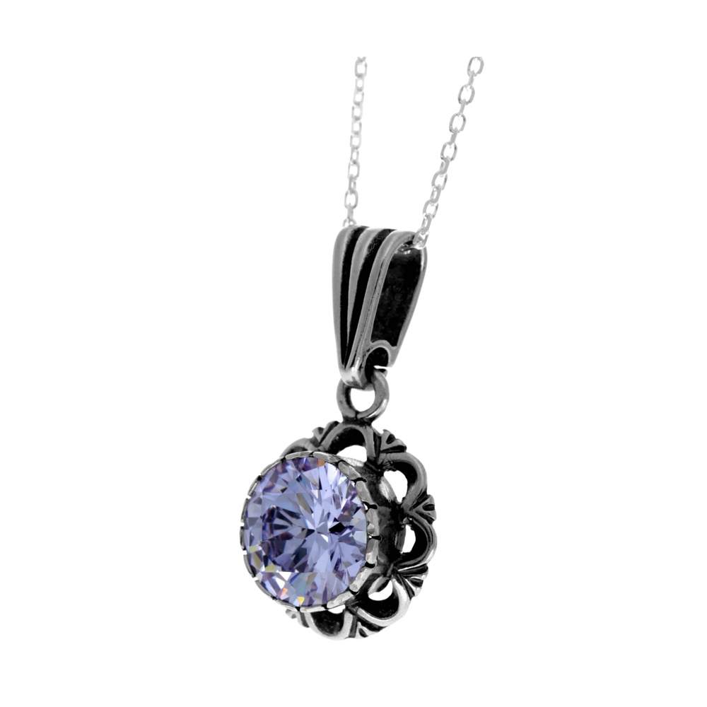 925 Sterling Silver & with Cubic Zirconia's Modern Pendant -KSP01