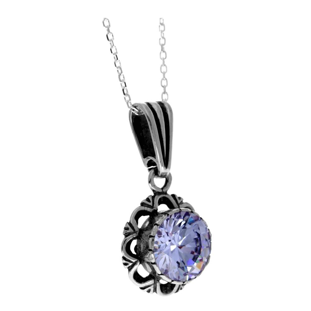 925 Sterling Silver & with Cubic Zirconia's Modern Pendant -KSP01