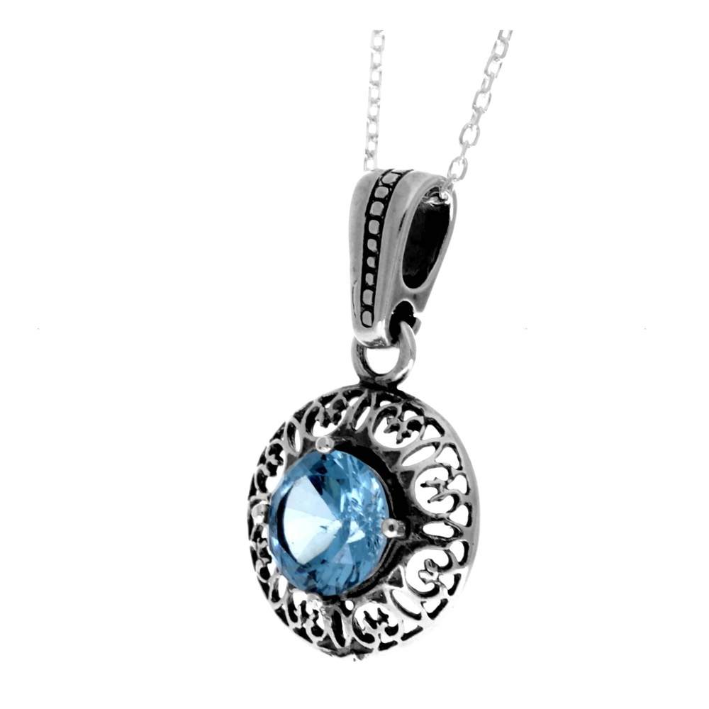 925 Sterling Silver & with Cubic Zirconia's Modern Pendant -KSP06