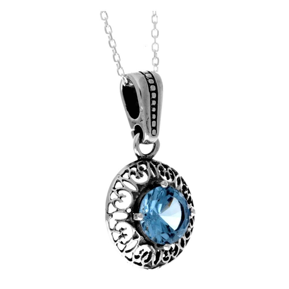 925 Sterling Silver &  with Cubic Zirconia's Modern Pendant -KSP06
