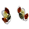 925 Sterling Silver & Genuine Baltic Amber Modern Studs Earrings - M186