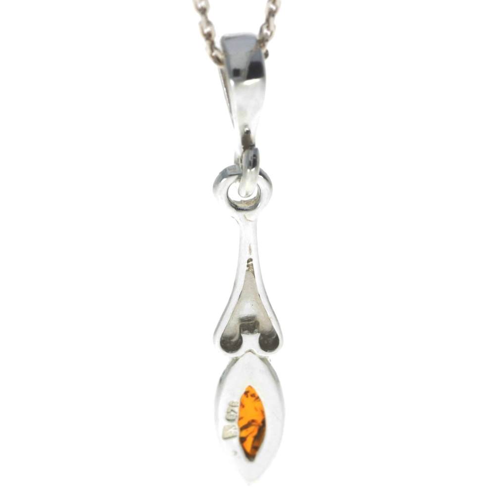 925 Sterling Silver & Genuine Baltic Amber Classic Pendant - M301